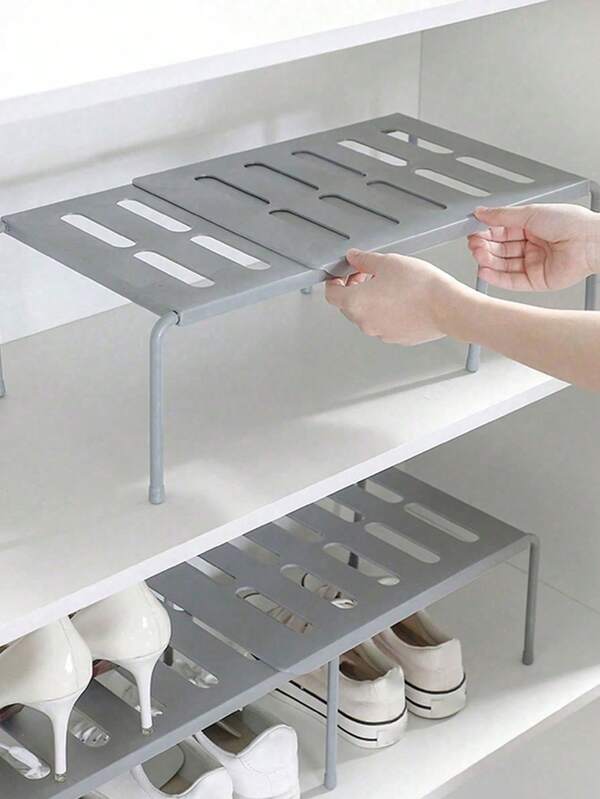 1/2 peças de sapateira telescópica de camadas removíveis de cor sólida, prateleira de plástico para sapatos e chinelos, economiza espaço para cozinha, sala de estar e dormitório. Pode ser colocada na entrada, embaixo da cama, banheiro e vestiário. Sapateira expansível e reforçada.