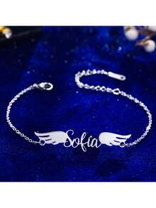 1 buc Brățară Personalizată cu Nume Aripi de Înger, Bijuterii din Oțel Inoxidabil, Brățară Creative, Cadou Personalizat, Cadou pentru Iubit, Brățară, Cadou Personalizat, Brățară pentru Prietenie, Colier cu Nume, Brățară Personalizată, Cadou pentru Femei, Cadou de Zi de Naștere, Cadou de Aniversare, Cadou de Crăciun, Cadou de Halloween, Brățară pentru Cupluri, Purtare Zilnică și Cadou, Potrivită pentru Familie, Cadou Preferat al Prietenilor