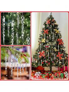 12 buc decorațiuni de brad de Crăciun, acrilice transparente, țurțuri de Crăciun, ornamente agățate pentru Crăciun, Anul Nou, sărbători, nuntă, petrecere de iarnă, decor