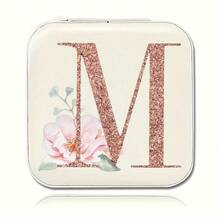 1pc Jewelry Box Women Jewelry Organizer Display Name Initials A To Z Letter Pattern Travel Large Capacity Jewelry Case Multiple Compartments Classification Boxes Luxury PU Leather Jewelry Box Multifunctional Mini Flip Lid Storage Jewelers Gift For Women Joyero Storage Case Box For Mom