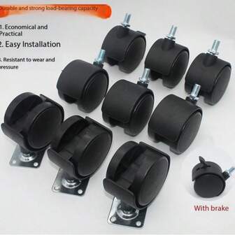 Swivel Casters For Office Desk, Computer Tray Wheels, Furniture Quiet Casters For Office Chair, Plastic Nylon Threaded Feet Casters Hardware Accessories