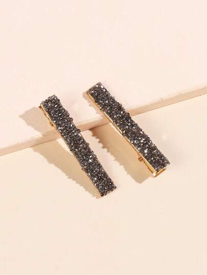 مجموعة من قطعتين من مشابك الشعر النسائية المزينة بالترتر الملون واللماع والراين، أنيقة للاستخدام اليومي، مشابك شعر