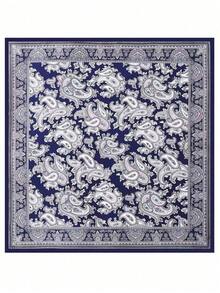 1pc Women's 90cm Paisley Print Square Scarf, Fashion Faux Silk Bandana And Headscarf, Versatile Neck Wrap Or Chest Shawl, Lightweight Satin-Feel Accessory For Hair, Daily Wear, Travel, Summer Outfits, And Chic Gift Idea For Women - 黑色 - 查看 7