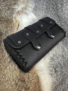 2pcs/Set Vintage Street Style Viking Belt, Faux Leather Accessories Viking Costume Leather Double Buckle Belt Waist Bag, Suitable For Men Party Halloween Wear