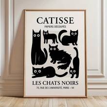Catisse 黑猫艺术印刷品 Les Chats Noirs 海报、马蒂斯猫咪印刷品墙面艺术、法式猫咪装饰、现代猫咪印刷品母亲节、无框墙面帆布艺术海报，适用于卧室、客厅、办公室、厨房、书房等家居装饰 - 彩色 - 查看 4