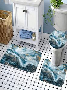 1/4 Stück Duschvorhang-Set mit blauem Marmordesign, wasserdichter Duschvorhang, Badezimmer Duschvorhang mit Trennung von nass und trocken, maschinenwaschbar, Badezimmer Dekoration, Badezimmer Accessoires, verschiedene Größen erhältlich, Weihnachtsdekoration