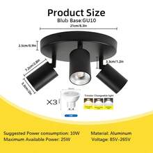 CANMEIJIA Spot encastré au plafond GU10, lampe de plafond moderne en aluminium, spots simples/doubles/triples/quadruples, noir/blanc, avec ou sans ampoules, installation facile, convient pour couloir, entrée, vitrine, pièce, cuisine, hall d'exposition, salle de lecture, salle à manger, bar, chambre, café, salon, magasin de vêtements