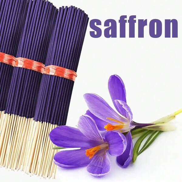 8.66 Inch Saffron Incense Sticks, Natural Powder Material, Purple Saffron Fragrance, Essential For Home Air Purification, Premium Selected Saffron Bamboo Incense Sticks