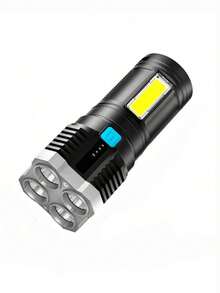 1 件 LED 手电筒，带 COB 侧灯，4 个 LED 手电筒，4 种模式，USB 可充电防水 LED 手电筒，露营工具，圣诞礼物，电池：400mAh - 彩色 - 查看 10