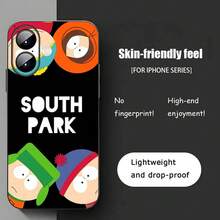 Custodia per telefono con motivo cartoni animati di South Park, compatibile con 17, 16, 15, 14, 13, 12, 11, X, XR, XS, 8 Plus, Mini, Pro e Pro Max, morbida e antiurto, colore nero