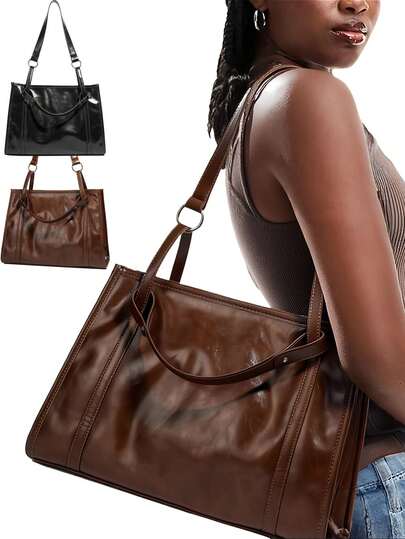 1pc Simple, Retro, High-End, Large-Capacity Commuter Bag, Fashionable Student, Versatile Tote Bag, Single-Shoulder Crossbody Bag