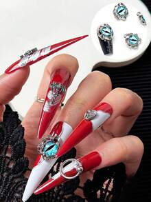 Asymmetrical Eye-Shaped Metal Alloy Nail Art Decorations, DIY Nail Accessories Nail Supplies Nails Nail Charms - Multicolor - View 2