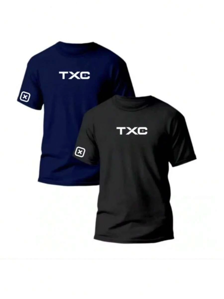 Kit 2 Texana T-Shirts New Release 100% Cotton Round Neck Lightweight And Comfortable Fabric - 海軍藍和黑色 - 查看 1