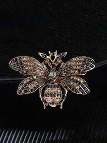 "Fashionable & Elegant Colorful Rhinestone Butterfly Brooch, Sparkling Pin For Party & Casual Occasions, Versatile Office Shirt & Jacket Jewelry, Perfect Christmas & Halloween Gift" - 銅色 - 查看 2
