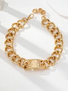1 chiếc vòng cổ choker bản to màu vàng đồng dành cho nữ, có khóa nam châm. - Vàng - Xem 4