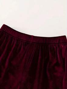 Set da 2 pezzi da donna taglie forti, felpa con cappuccio elegante e casual in colore unito, per la primavera - Bordò - Visualizzare 4