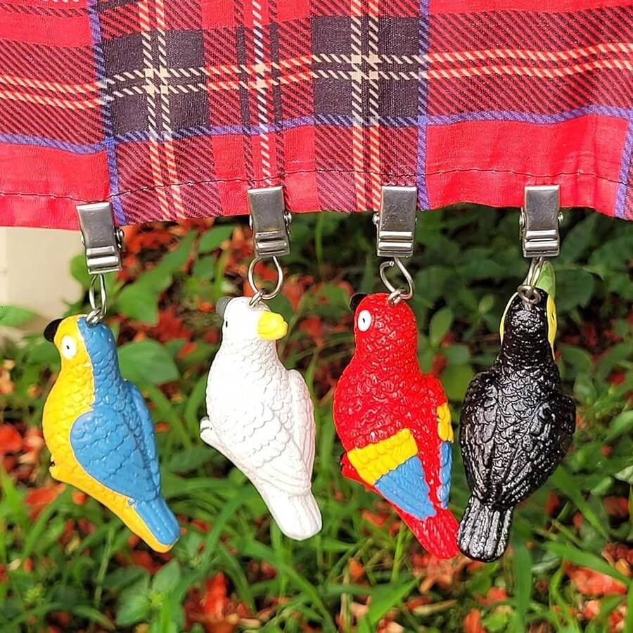 Home Set Of 4 Colorful Parrot Resin Tablecloth Weights Clips Colorful Parrot Handicraft Tablecloth Clamps Pack Of 4{"Color_name":"ColorfulParrot"} - Multicolor5 - View 1