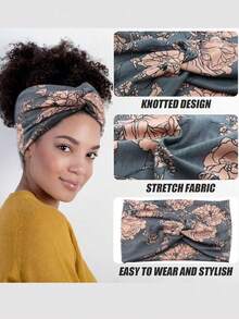 1 pieza Diadema deportiva de yoga estilo bohemio, diadema ancha elástica antideslizante para mujeres, bandas para el cabello que absorben el sudor para hacer ejercicio y correr, accesorios para el cabello de invierno para mujeres