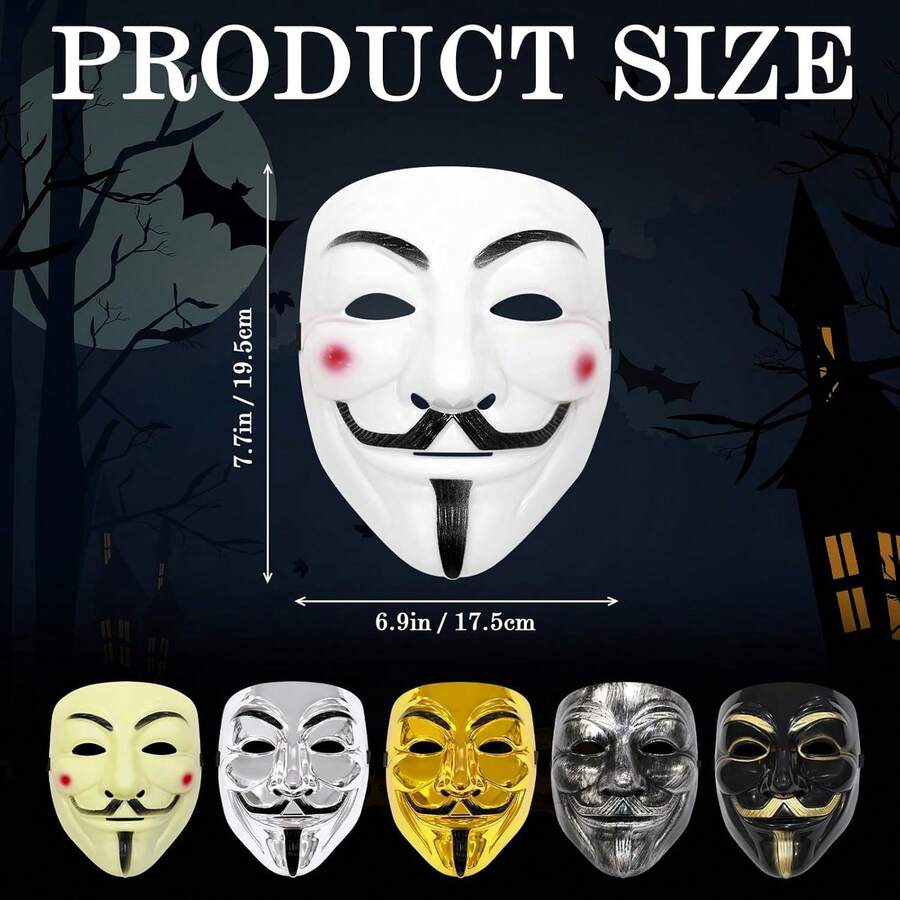 Juego de 6áscaras para disfraz de hacker,áscaras de Halloween para fiestas de cosplay, raves,áscaras, carnavales y disfraz temático - 1 - Ver 1