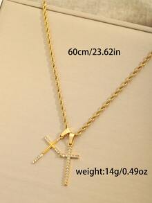 1 Collar de acero inoxidable, suave y encantador, adecuado para mujeres, duradero y lavable, excelente para la cena y ver películas, apropiado para todas las estaciones, regalo perfecto - cruz - Ver 2