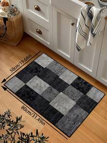 1pc Geometric Textured Pattern Rug, Black White Gray Printed Polyester Rectangular Easy Care Washable Area Carpet, Suitable For Living Room, Hallway, Bedside, Living Space, Bedroom, Office, Kitchen, Farmhouse Home Decor - Multicolor - View 26