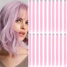 Clip In Hair Extensions 22 Inch 20Pcs/10Pcs Colored Hair Extensions Party Highlights Long Straight Synthetic Hairpieces For Women