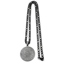 Mysticism - Style Round Stainless Steel Pendant Engraved With Runes And Angel Names, Matched With Cuban Chain In Silvery Color, Mysterious - Style Fashion Jewelry For Men - Necklace - View 9
