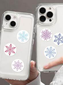 1 Rollo/500 piezas Pegatinas de copos de nieve de colores para Navidad - ¡Perfectas para sellar y decorar sobres de regalo!