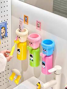 1 buc/2 buc/3 buc suport magnetic pentru periuță de dinți, suport magnetic neperforat pentru periuță de dinți de baie, mare, cu cană magnetică