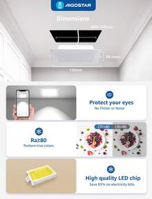 Aigostar Downlight LED Empotrado,6W 620LM Downlight LED,6500K Luz Blanca Fría,Focos de techo,Ojo De Buey LED,Adecuado para salón,dormitorio,cocina,pasillo.Ф95-100mm,Paquete De 6 - Cuadrado-6w-6500k - Ver 4