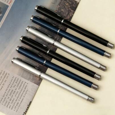 Conjunto de 3 canetas de gel, canetas multifuncionais para estudantes e escritório, tinta suave, pegada confortável, adequadas para diário e assinatura, design de metal fofo