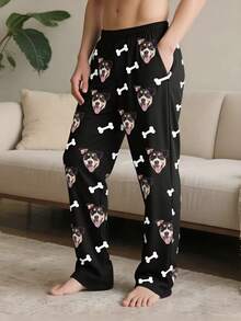 Customized Men's Dog Face Pajama Pants, Personalized Pet Photo Pajama Pants.Personalised Gifts For Men,Adorable,Contracted,Funny,Custom,Unique,Customized,Personalized,Ideal Gifts For Him.