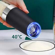 Gravity Electric Salt And Pepper Mill, Tilt To Grind Automatically, Battery Powered, Coarseness Adjustable, Upgraded Large Capacity, Easy To Clean, One-Hand Operation, Kitchen Essentials, LED Light, Holiday Gifts(Without Battery) - màu đen - Xem 6