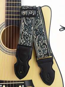 加厚加长可调节刺绣吉他背带，防滑肩垫，时尚彩色吉他背带，带拨片架 - 可水洗面料，适用于贝斯、原声吉他、电吉他，是送给吉他爱好者和音乐家的理想礼物