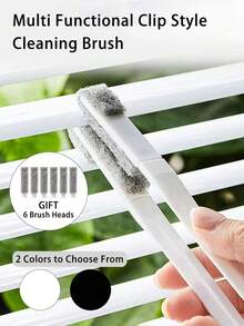 1 pieza Juego de regalo de cepillo de limpieza de ranuras de ventana multifuncional, incluye 6 cabezales de cepillo, limpiador de rejillas de aire acondicionado de automóvil, limpiador de persianas, plumero, cepillo de limpieza como regalo, herramienta de limpieza de pantallas y ventanas, utensilio de cocina reutilizable - Excelente para limpiar vidrio, pajitas de silicona y metal, cepillo largo y estrecho, herramienta de limpieza esencial para el hogar