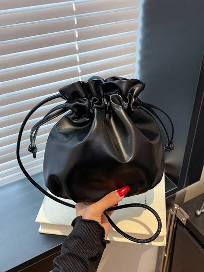 2025新款时尚纯色迷你水桶斜挎包