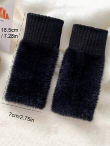 1 Paar neue Mink-Fleece Halbfingerhandschuhe für Frauen, weich und warm für den Winter, luxuriöse einfarbige Plüsch-Strickhandschuhe ohne Fingerspitzen, warme Woll-Halbfingerhandschuhe, Frauen Winter Plüsch-Strick Handschutz, Handgelenk und Finger frei, vielseitig für Touchscreen, Büro, Studenten Schreiben - Verschiedenfarbig - Übersicht 10