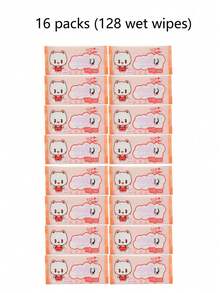 256 Stücke Super Mini Cartoon Muster Feuchttücher Kleine Packung, tragbare Feuchttücher für die tägliche Reinigung