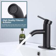 Matte Black Bathroom Faucet Single Handle Bathroom Sink Faucet With Pop-Up Drain Vessel Sink Faucet Modern RV Lavatory Faucet For 1 Or 3 Hole Vanity Countertop Installation - Matte Black - View 2