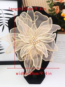 1 Stück/Packung, 10 Farben erhältlich, große Größe Spitze Stickerei mit Perlen 3D Applikation Borte, DIY Bekleidungszubehör, Brautkleid Dekoration, Länge 24cm/9,4 Zoll