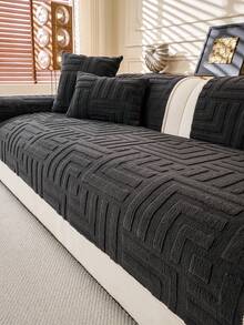 1pc Thick Plush Sofa Cushion Cover, Modern Simple Anti-Slip Warm Sofa Seat Pad, Dust-Proof Washable Sofa Slipcover, Soft & Fade-Resistant, Pet-Friendly, Fits L-Shaped Sofa And 1/2/3/4 Seater Sofa, Suitable For Bedroom, Office, Living Room