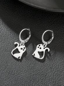 1 Par de Brincos Pingente de Animal em Aço Inoxidável - Borboleta, Libélula, Urso, Elefante, Espinha de Peixe, Cobra, Abelha, Macaco, Peixe - Adequado para Família, Amigos, Uso Diário, Presente