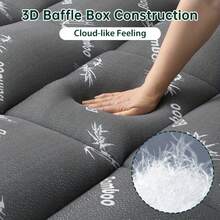 Bamboo Fiber Pillow Mattress Topper - Thick Mattress Pad With High Quality Bottom, Breathable & Cool Mattress Topper Soft Mattress Cover With 8-21inch Deep Pocket - Solid Black - View 6