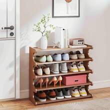 LOVEWE 1PC Space-Saving Bamboo Shoe Rack (4/5/6-Tier) - Easy Assembly/6-20 Pairs Storage, Entryway/Bedroom/Garage, Christmas Essential, Natural Bamboo - 原木色 - 查看 6