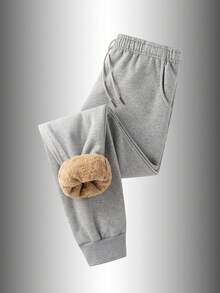 两条男士纯色抽绳运动裤，适合休闲、跑步、户外活动、健身房锻炼和休闲健身。九口袋设计，内衬抓绒，适合秋冬季节穿着。非常适合男士日常穿着。 - 彩色 - 查看 6