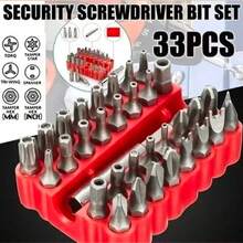 33 件套螺丝刀头套装 - 防篡改六角、星形、螺丝刀头和磁性螺丝刀头支架 - 专业手动工具 - 灰色 - 查看 2