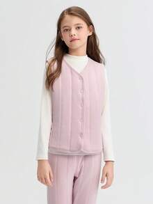 Balabala BalaOne Young Girl' Warm Vest 2025 Winter, Cotton Layer For Boys & Girls, School Base Layer - Purple - View 1