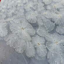 3D Floral Pearl Sequin Embroidered Fabric - Luxurious Shining Handmade Material, Suitable For Dresses And Shirts, Exquisite Design Integrates Delicate Craftsmanship, Elegant Texture Shows Fully, Exclusive Designer Customization, Multiple Colors Available For Matching Different Styles, Fashionable Accessories Versatile, Superior Craftsmanship Ensures Quality, Complex Embroidery Highlights Details