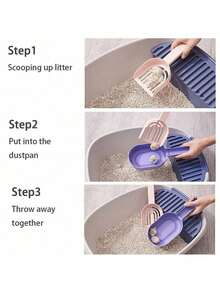1 pieza Pala de para gatos de dos colores, fácil de tamizar y limpiar, con gran capacidad desmontable, recogedor de portátil, cuchara de limpieza para mascotas, pala para recoger excrementos de gato
