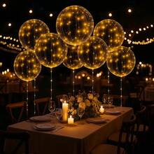10/20 Pack LED Balloons, Light Up Balloons, Clear Helium Bobo Balloons, Glow Bubble With String Lights For Valentines Day, Halloween, Christmas, Wedding, Birthday Party Decoration - Đèn ấm - Xem 4